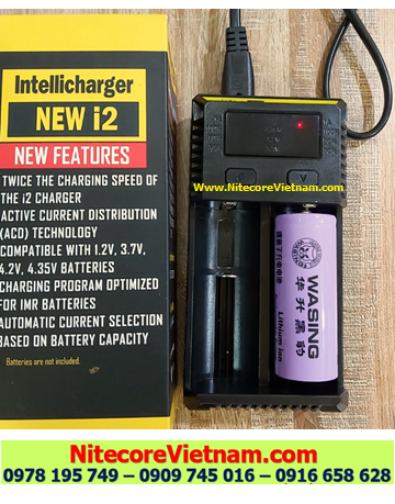 Nitecore New i2 (Bộ sạc Nitecore New i2 kèm sẳn 01 pin SẠC WASING 26650 5000mAh đầu lồi lithium 3.7v) chính hãng